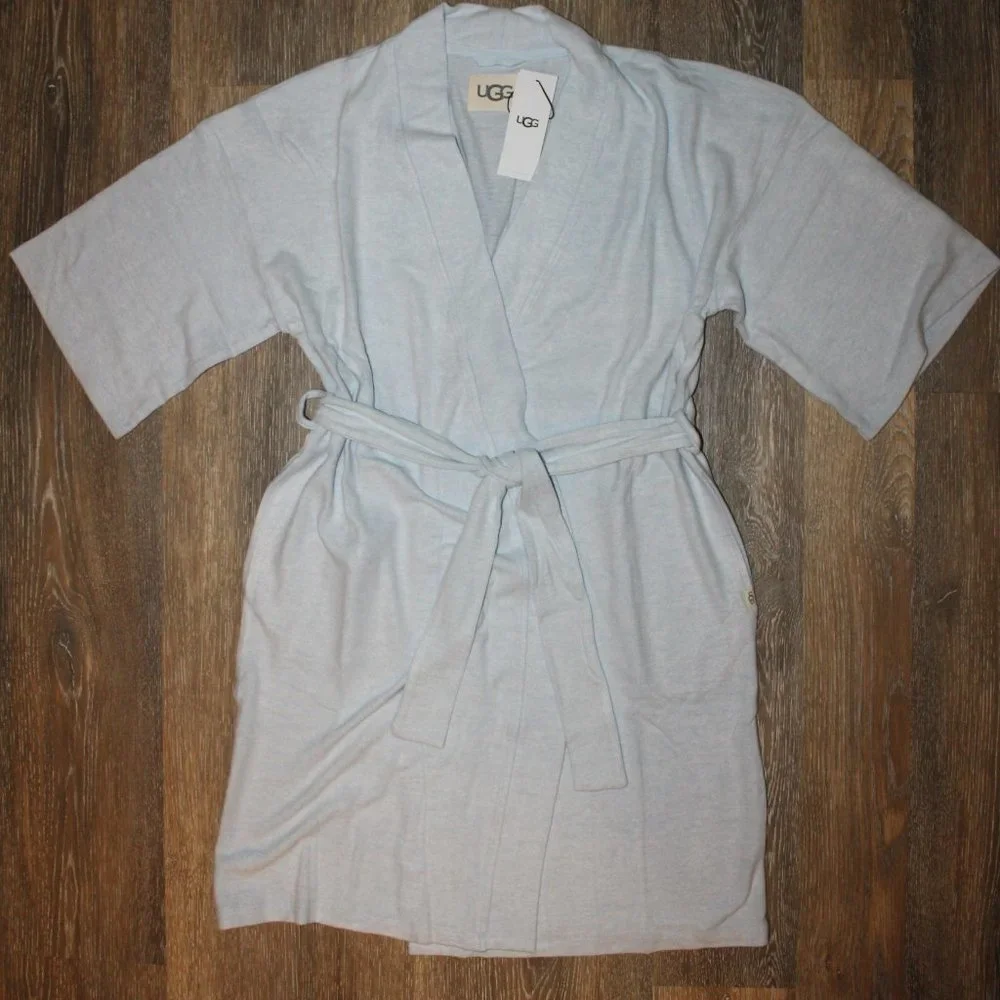 NWT UGG WOMEN'S 3/4‎ SLEEVE LIGHTWEIGHT SOFT BATHROBE BLUE